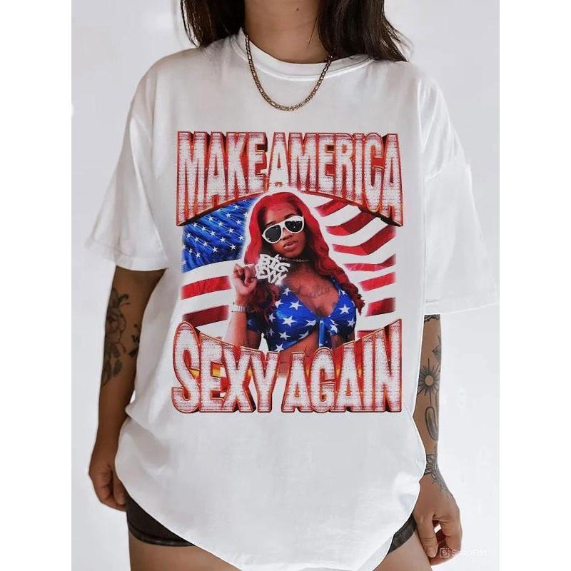 Sexy Red Shirt, Make American Sexxy Again Tee, Vintage T Shirt, Vintage Bootleg, Funny USA T Shirt, Y2K, Unisex Tshirt,...