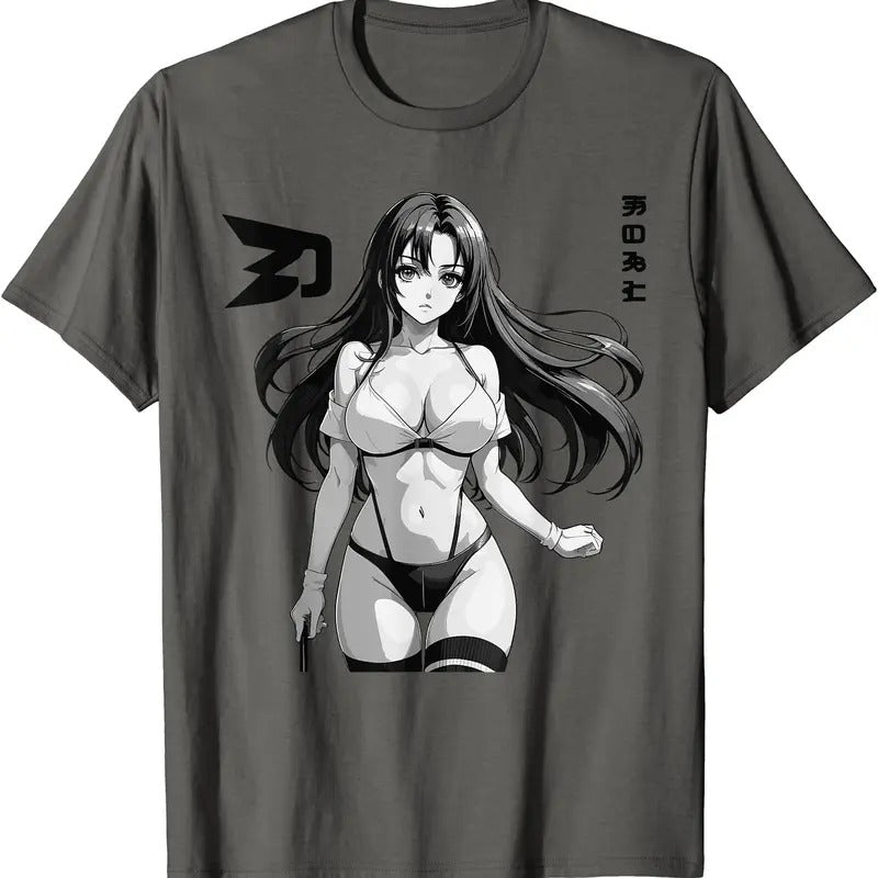 Sexy Waifu Otaku Anime Girl Japanese In Black And White Art TShirt Hoodie, Sweatshirt | UrbanDripWear.com