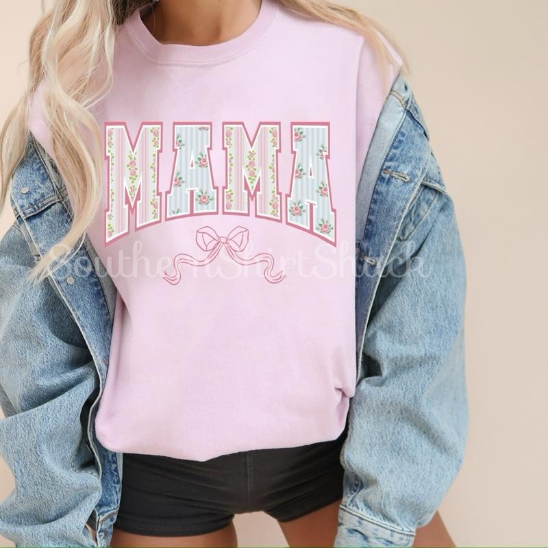 Shabby Chic Varsity Mama T shirt  | Blossom comfort colors T shirt top Hoodie, Sweatshirt | UrbanDripWear.com