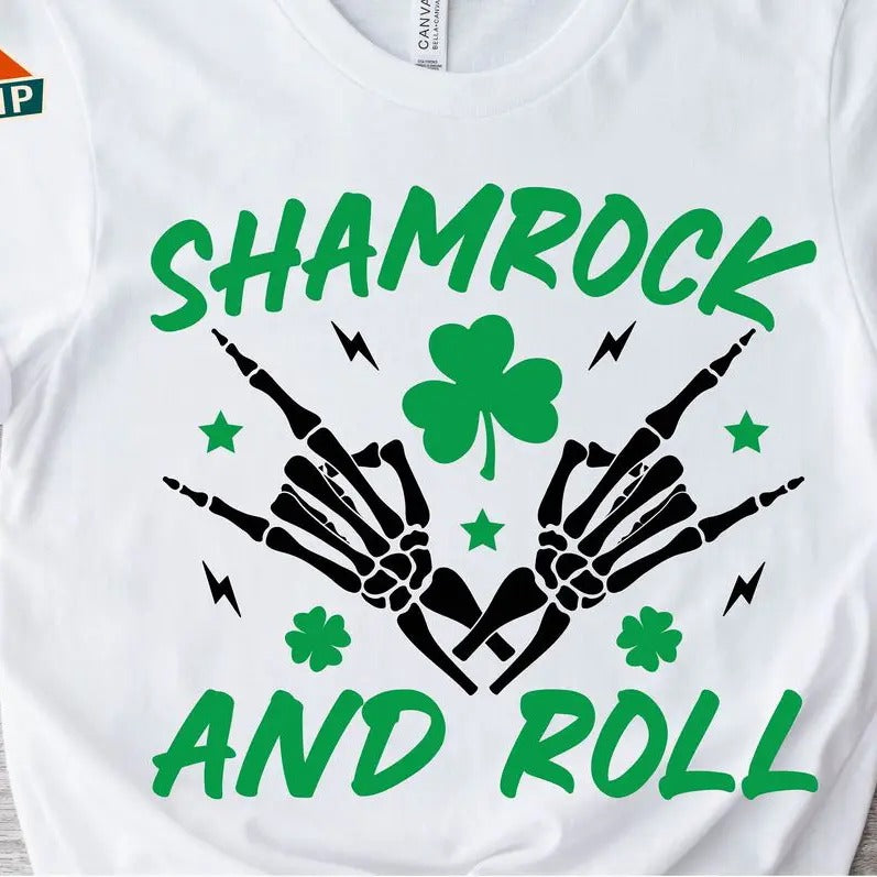 Shamrock And Roll T-shirt, Skeleton St Patricks T-shirt, Funny St Patricks Day T-shirt, St Patricks Day T-shirt, St...