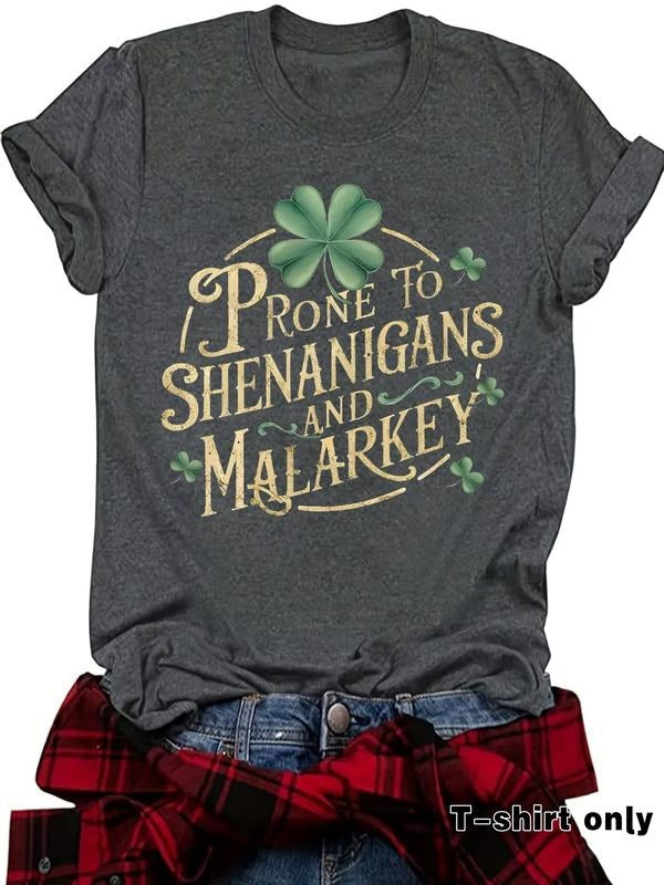 Shamrock Vintage Style Women's Summer Casual T-Shirt, Humorous Print Short Sleeve Top, Comfortable Breathable Fit S-Xxl...