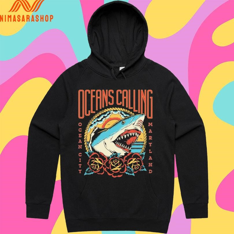 Shark Lineup Oceans Calling Ocean City Maryland Shirts