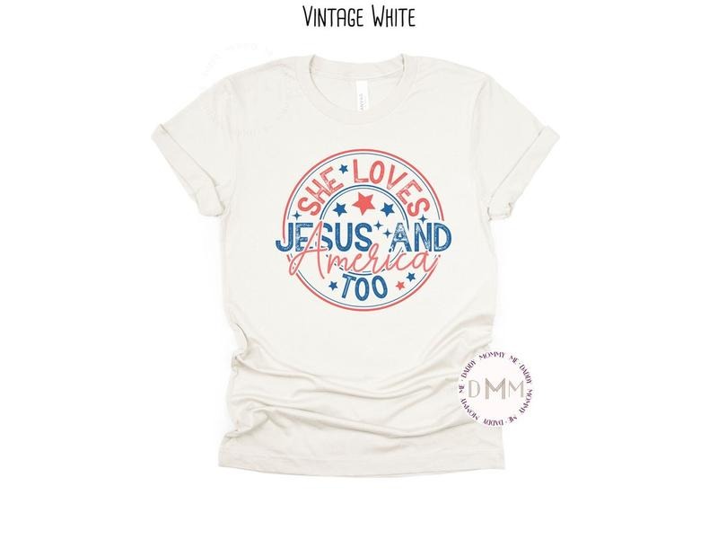 She Loves Jesus And America Too Shirt Trendy 4th Of July Shirt Hoodie, Sweatshirt | UrbanDripWear.com