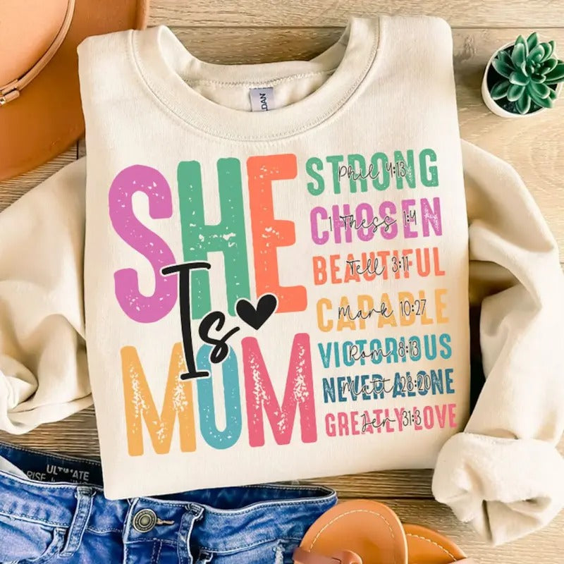 She is Mom shirt, Retro Mother shirt, Blessed Mom P, Mom Shirt, Mom Life , Mother's Day Hoodie, Sweatshirt