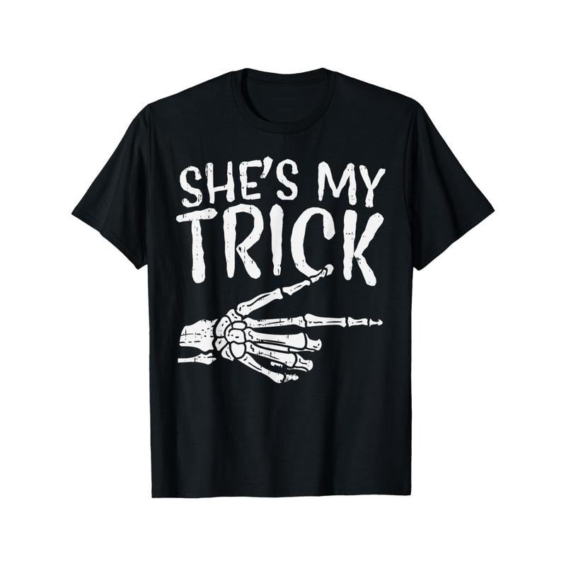 Shes My Trick Matching Couple Halloween Costume Boyfriend T-Shirt made in usa Hoodie, Sweatshirt | UrbanDripWear.com