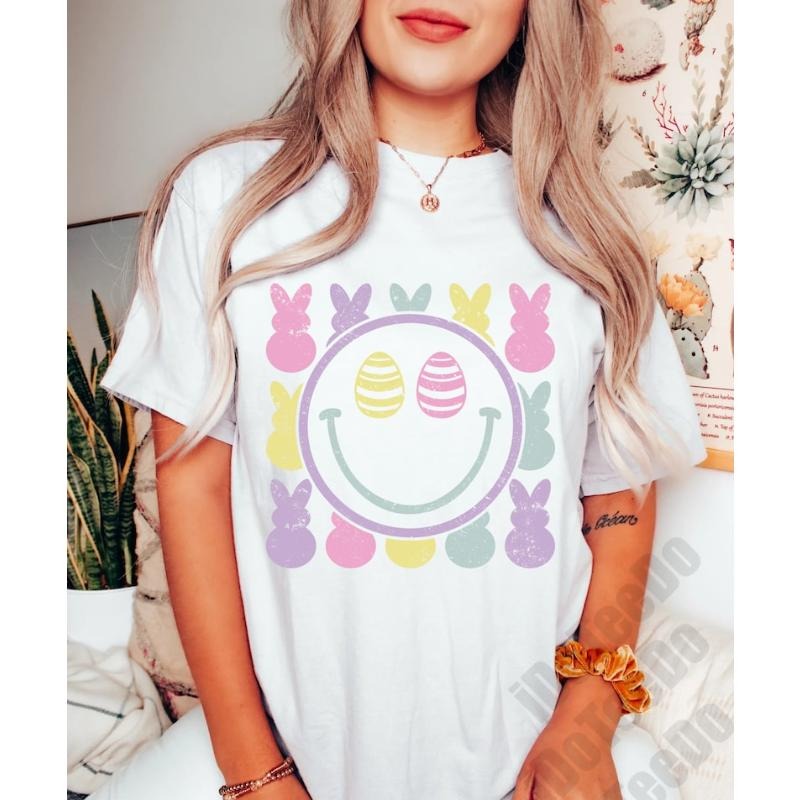 Shirt,Kids Easter Bunny Shirt,Easter Smiley Shirt,Retro Easter Shirt,Cute Easter Tee,Distressed Bunny Shirt Hoodie,...