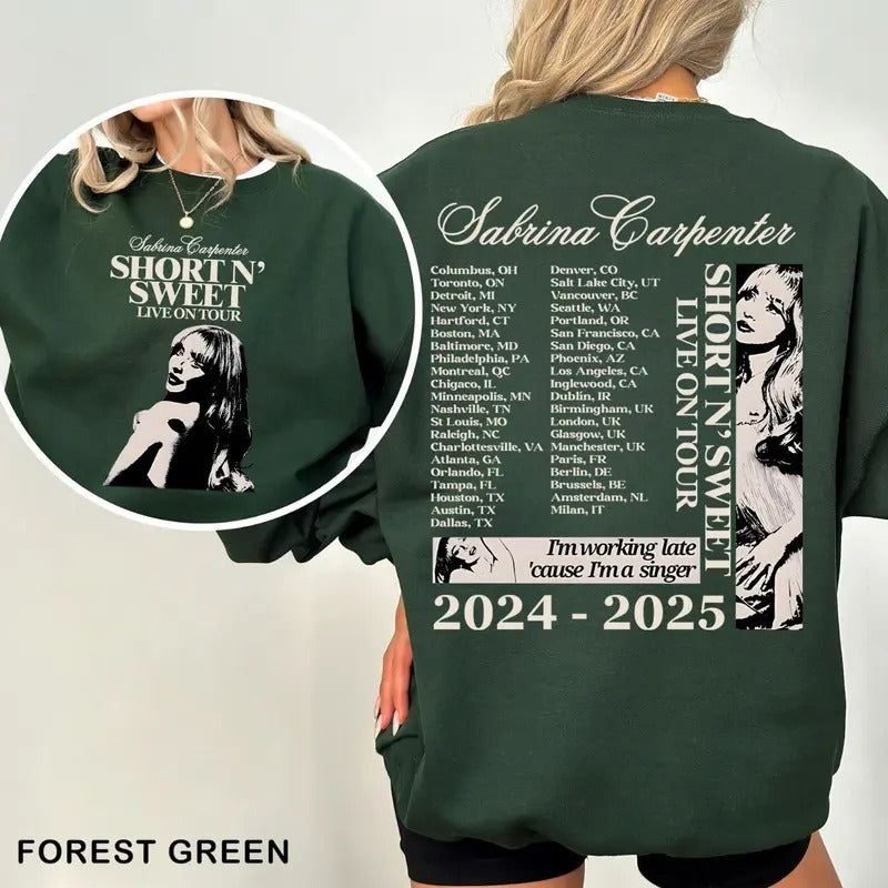 Short And Sweet Hoodie, Hoodie, Music Shirt, Singer Sweatshirt, Singer Tour Shirt | UrbanDripWear.com