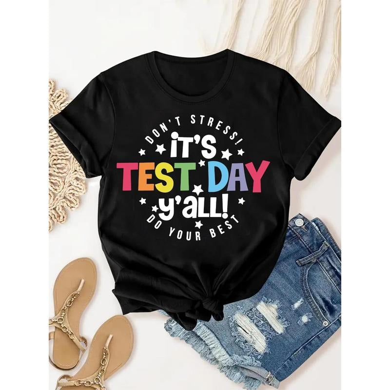 Short-Sleeve Graphic T-Shirt - Casual Round-Neck Top for Spring and Summer
