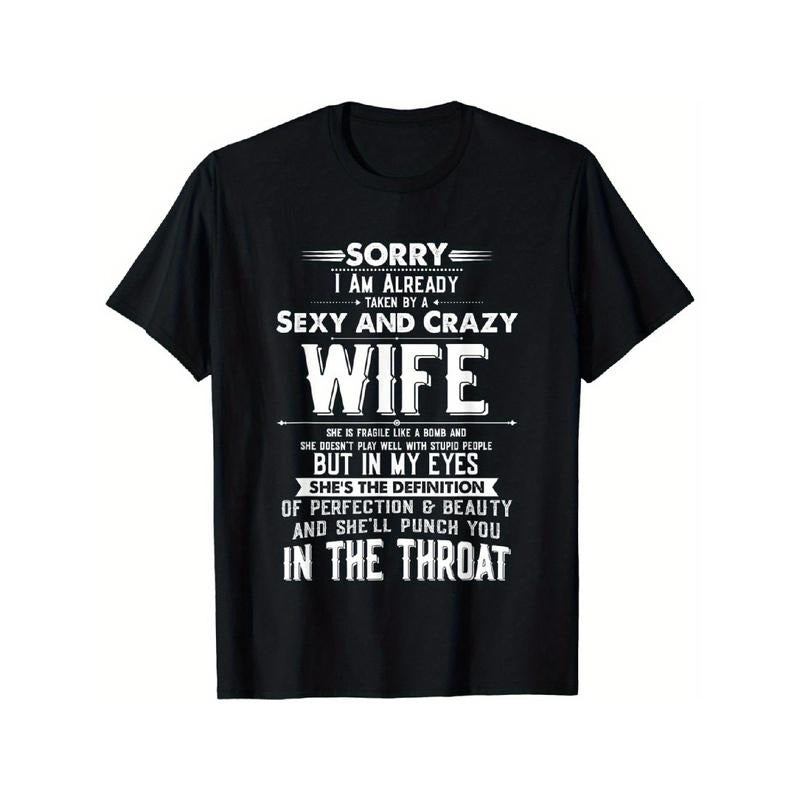 Short Sleeve Husband Boyfriend Taken by a Sexy and Crazy Wife T-Shirt for Men Women Hoodie, Sweatshirt | UrbanDripWear.com