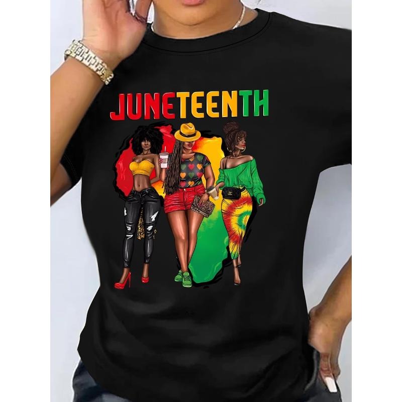 Short sleeve June 1st printed round neck T-shirt, women's summer and spring casual tops Hoodie, Sweatshirt