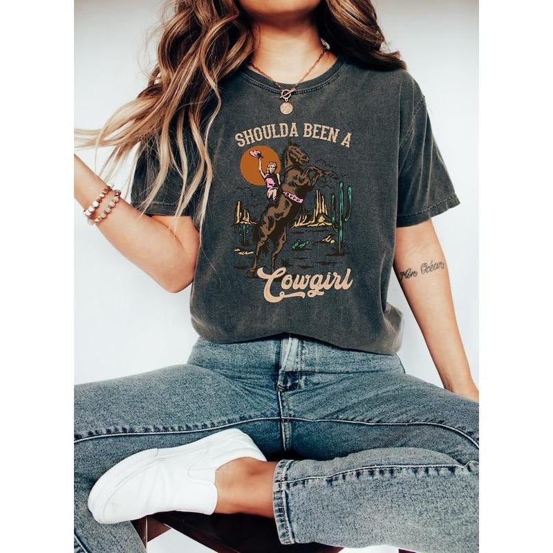 Should A Been A Cowgirl Shirt,Retro Cowgirl Shirt,Western Graphic Tee,Western Shirt,Cowgirl Tshirt,Rodeo Shirts,Rodeo...