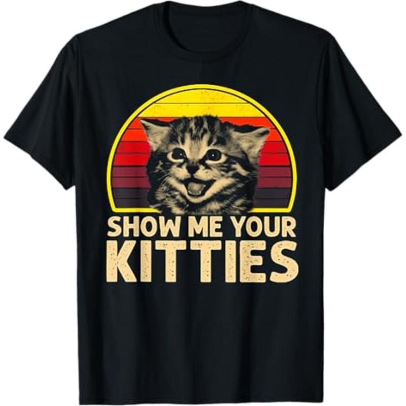Show me Your Kitties Cat lover Retro Vintage Sunset T-Shirt Menswear Top Hoodie, Sweatshirt | UrbanDripWear.com