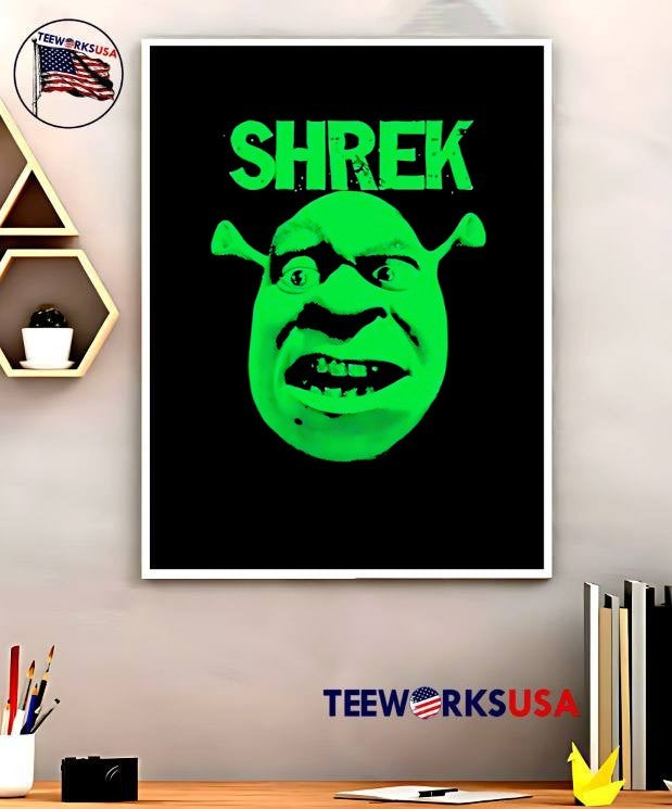 Shrek Character Face Green Neon Art T-Shirt