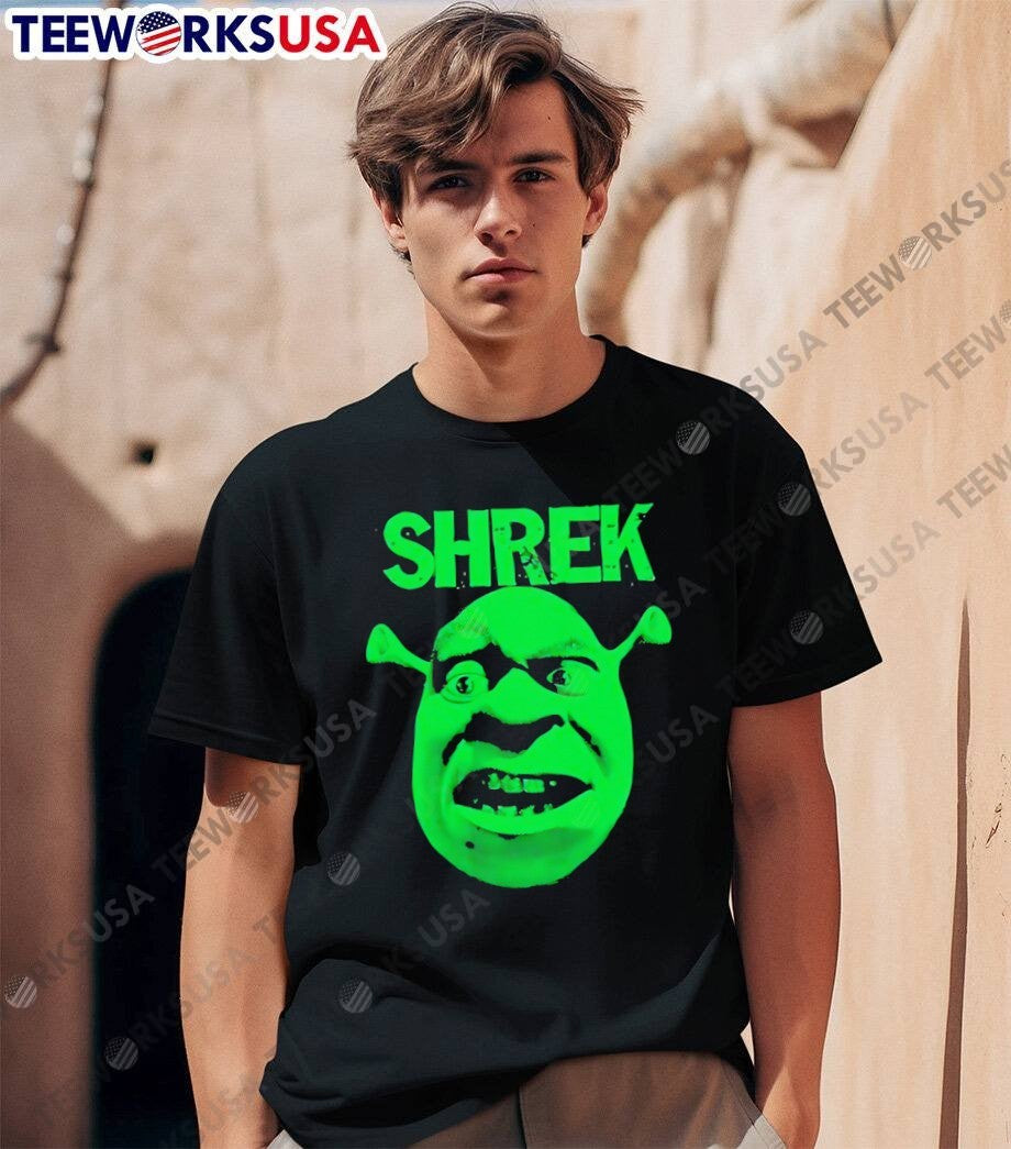 Shrek Character Face Green Neon Art T-Shirt