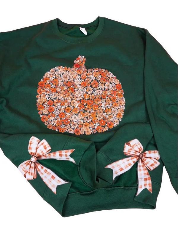 Side Bows Fall Foliage Pumpkin Unisex NuBlend Crew Sweatshirt fall pumpkin T-Shirts, Hoodie | UrbanDripWear.com