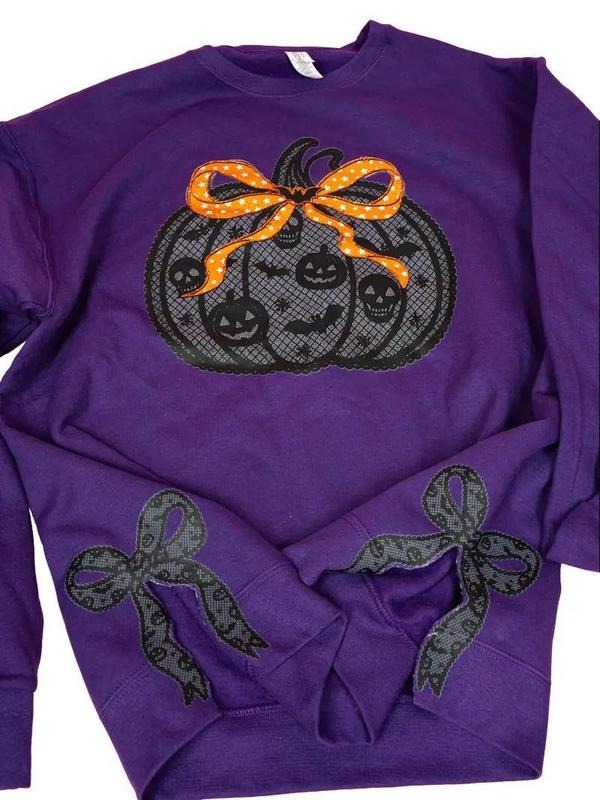 Side Bows Lace & Lanterns Unisex NuBlend Crew Sweatshirt fall pumpkin T-Shirts, Hoodie | UrbanDripWear.com