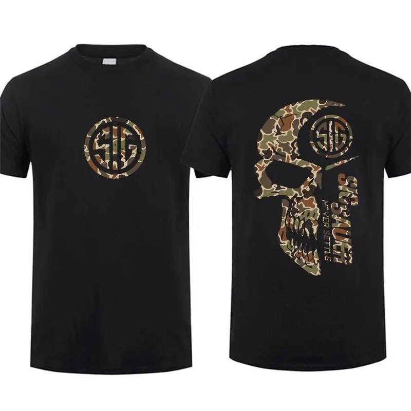 Sig Sauer With Duck Camo 2 Sided T-shirt