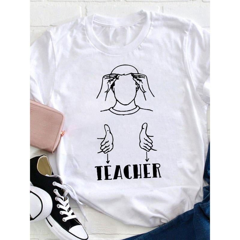 Sign Language Teacher T Shirt, Loose, Women'S Casual Round Neck T-Shirt style 02 Hoodie, Sweatshirt | UrbanDripWear.com