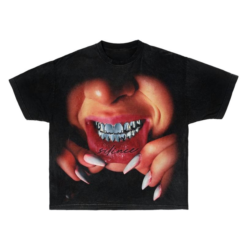 Silence Grillz Graphic Tees Shirt Gothic Harajuku Slip Goth Y2k Clothing Hoodie, Sweatshirt | UrbanDripWear.com