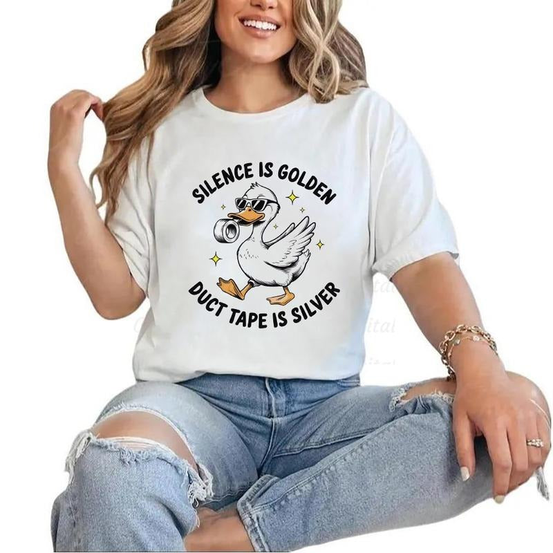 Silence Is Golden Duck Tape Is Silver T-shirt Funny Duck Retro T-Shirt Unisex Hoodie Sweatshirt | UrbanDripWear.com