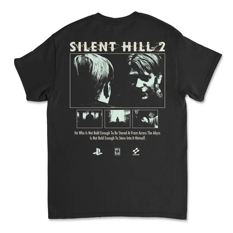 Silent Hill 2 Black T-Shirt Tee Horror Survival Retro Gaming Konami Top Womenswear Menswear Top Man Tshirt Human...