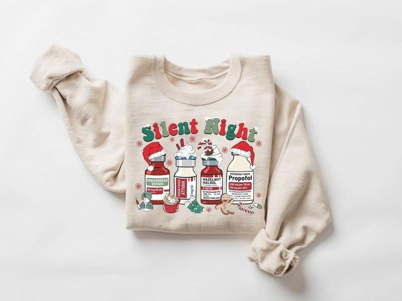 Silent Night Christmas Sweatshirt, Christmas Nurse Shirt, Medical Christmas T-Shirt, ICU Nurse Christmas Tee, Nurse...