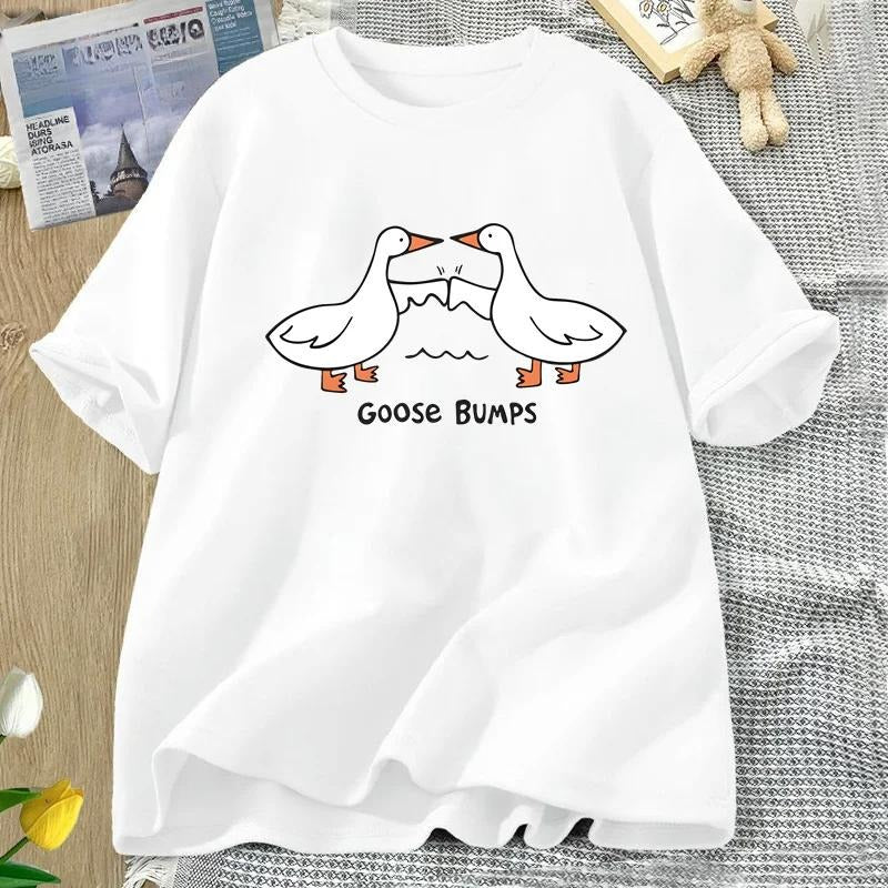 Silly Goose Bumps T Shirt for Women Men Funny Printed T-shirt Summer Short Sleeve Loose Oversized Tees Unisex Streetwear...