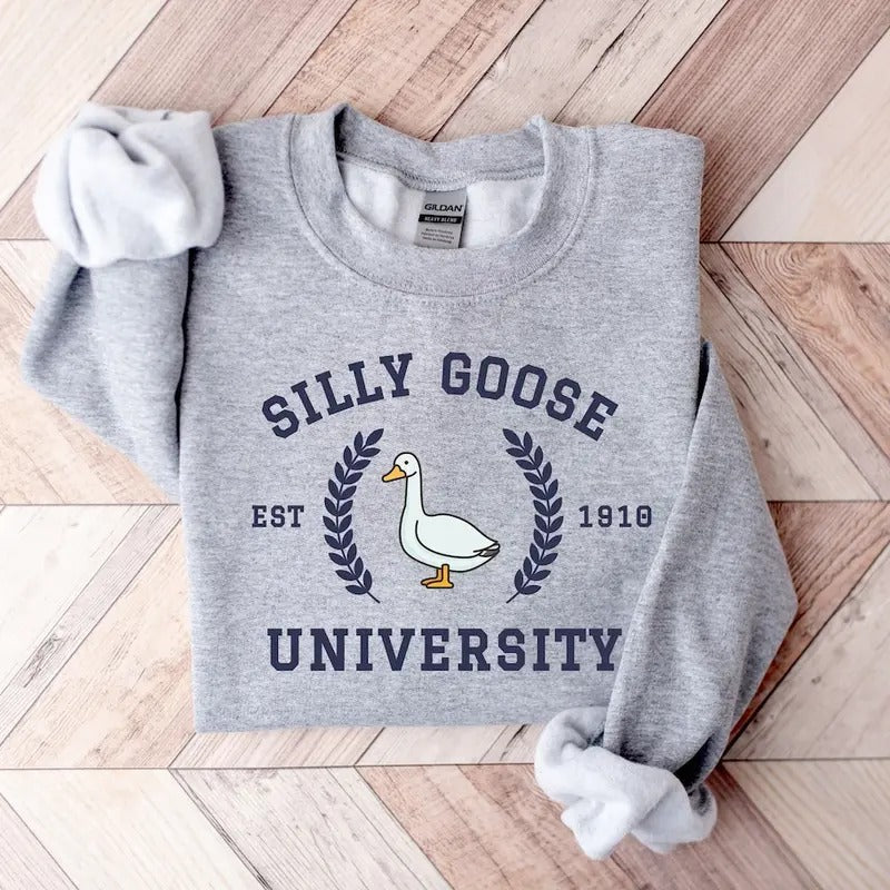 Silly Goose University Crewneck Sweatshirt,Unisex Silly Goose University Shirt Cotton Sweaters Hoodie | UrbanDripWear.com