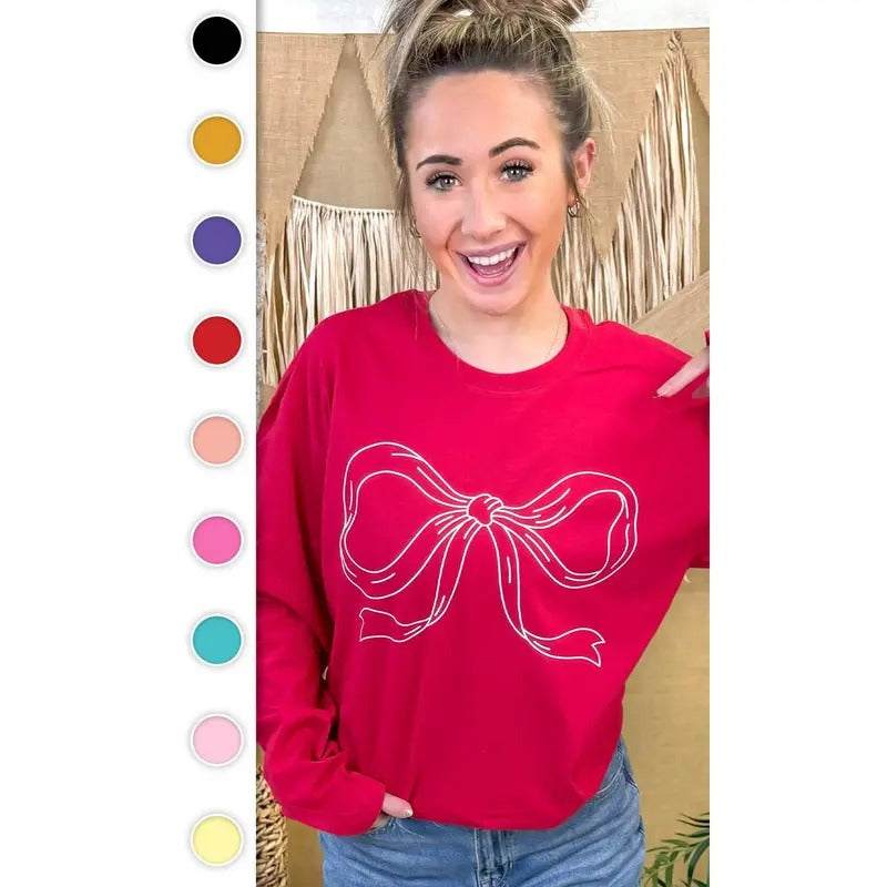 Simple Bow Graphic Long Sleeve T-Shirt Hoodie, Sweatshirt | UrbanDripWear.com
