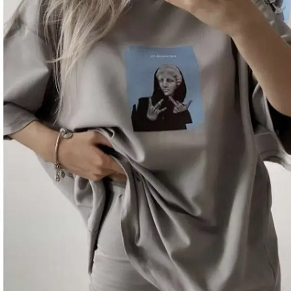 Simple Chic Tees for Men and Women - Plus Size Aesthetic Print T-shirts - Summer 100% Cotton - Female Loose Fit - Women's Top