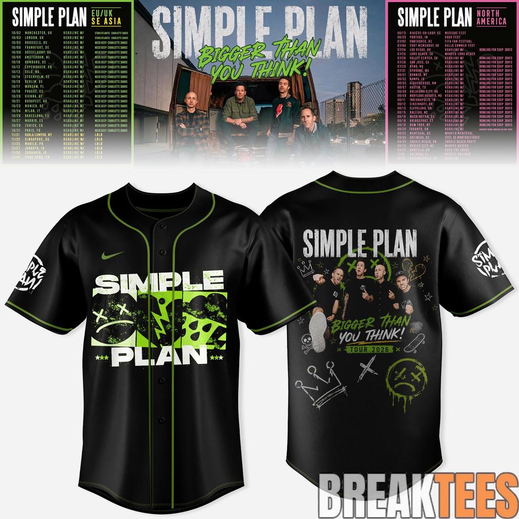 Simple Plan Bigger Than You Think Tour Baseball Jersey