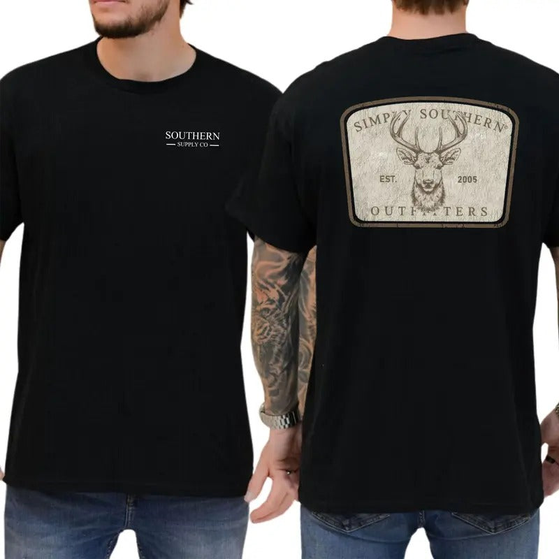 Simply Southern Deer Head T-Shirt - Rustic Deer Outdoor Top Hoodie, Sweatshirt | UrbanDripWear.com