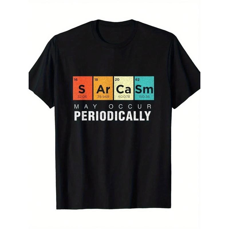 Single Piece 100% Pure Cotton Periodic Table T-Shirt Cool Retro Casual Fun Wearing Exquisite Letter Pattern Menswear...
