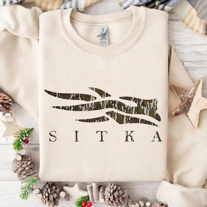 Sitka Camoflauge Bottomland Pattern Logo Unisex Sweatshirt, sweatshirt hot trend T-Shirts, Hoodie | UrbanDripWear.com