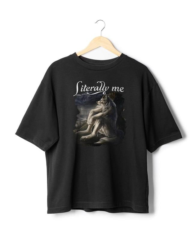 Sitting wolf shirt literally me funny meme tshirt Menswear Top Hoodie, Sweatshirt | UrbanDripWear.com