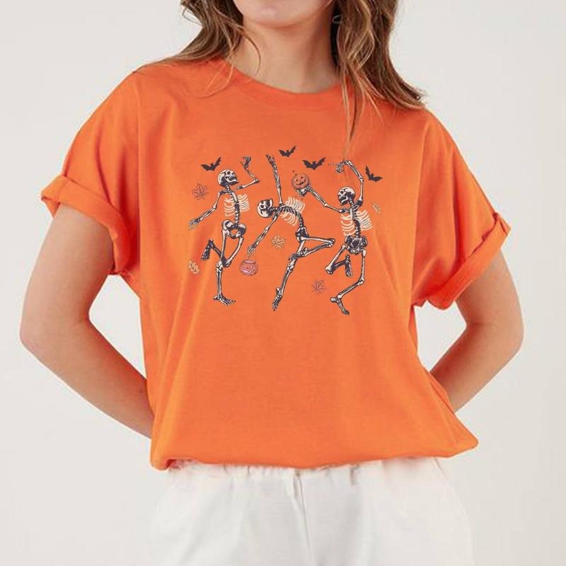 Skeleton Dancing Halloween Tee Shirt,  Anti Trump Unisex Short Sleeve Shirt, Skeleton Shirt, Halloween Skeleton Shirt,...