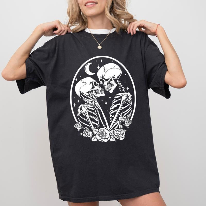 Skeleton Love Tee, The Lovers T-shirt, Lover Couple Unhinged Shirt, Funny Shirt For Women, Unisex Skeleton Lover Tee,...