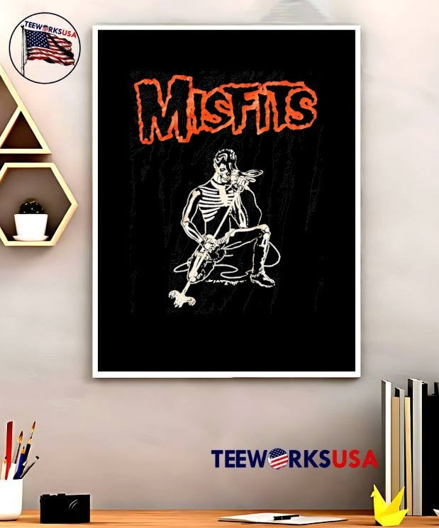 Skeleton Singing into Microphone Misfits T-Shirt