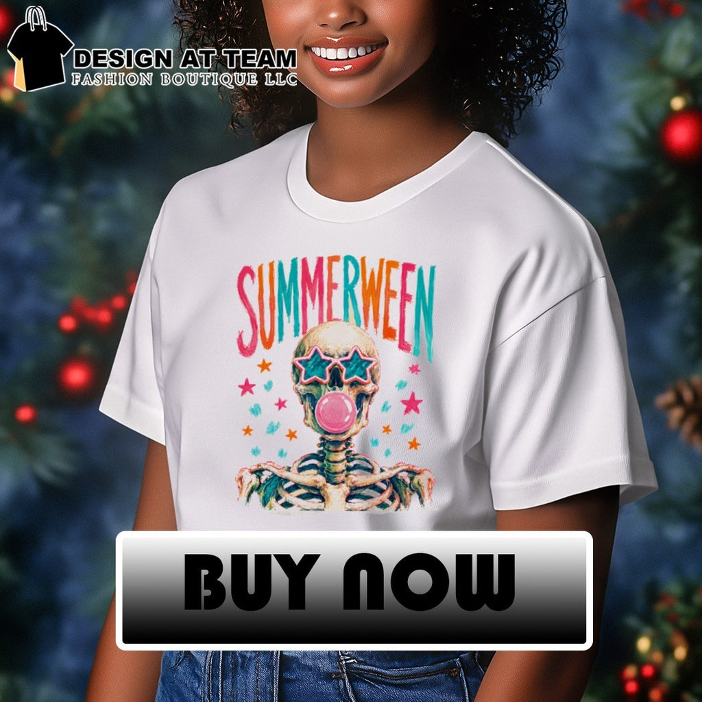 Skeleton blowing gum bubbles Summerween Skeleton Skull Bubblegum Spooky Cute Summer 2026 shirt