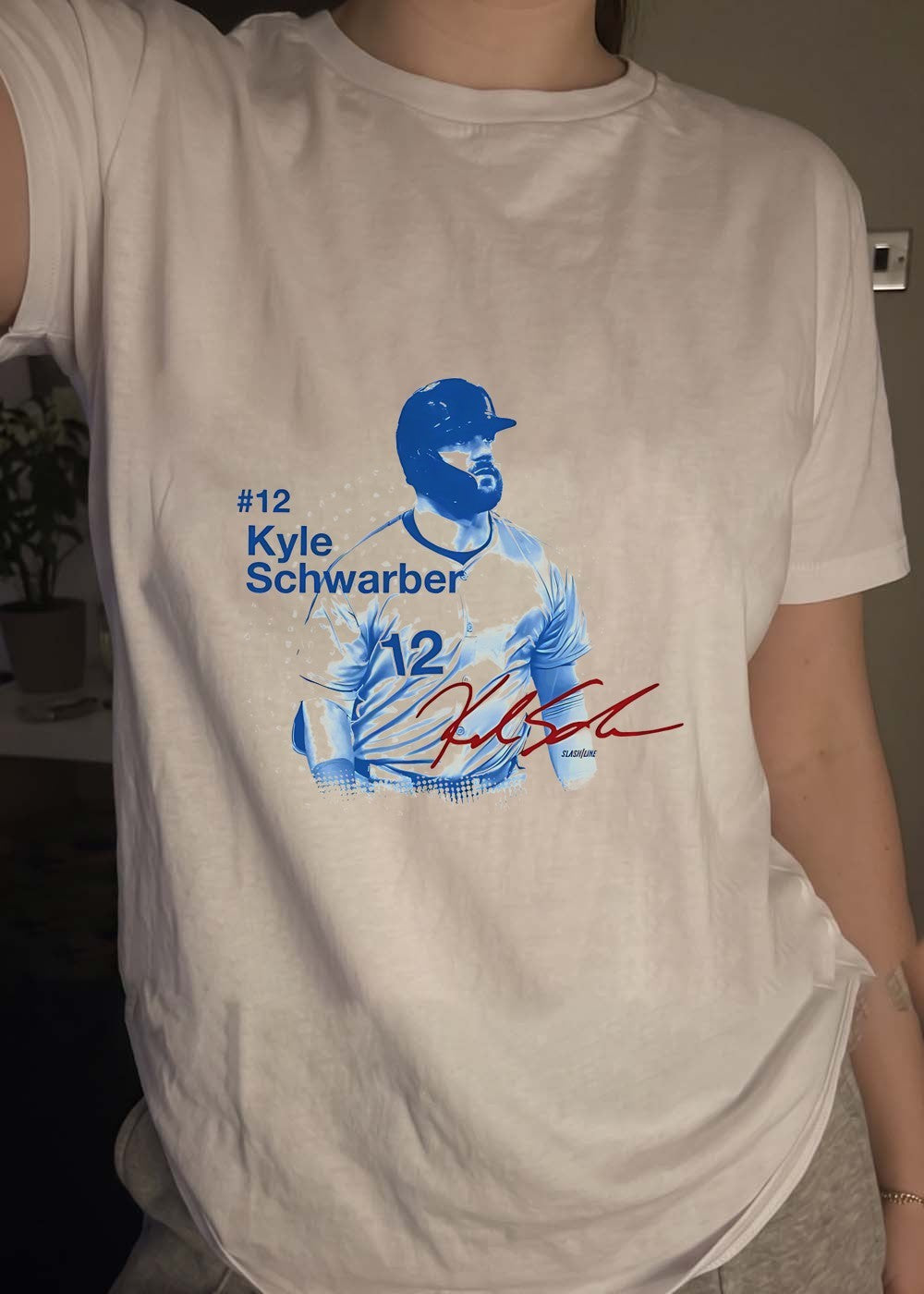 Slash Line Kyle Schwarber 12 Signature Baseball Player T-Shirt