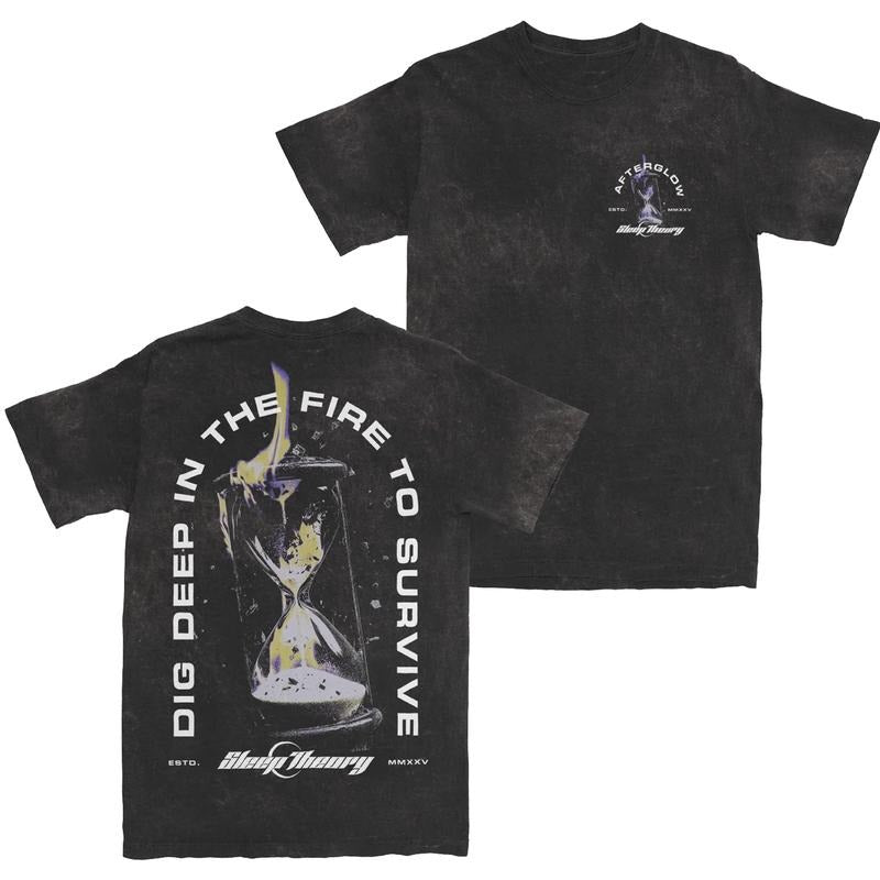Sleep Theory Afterglow Hourglass T-Shirt, Grunge Rock Band Tee, Flame Time Graphic Design, Unisex Menswear Womenswear...