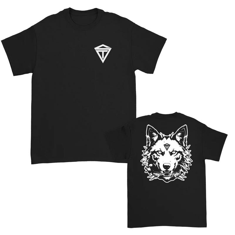 Sleep Theory Wolf Graphic T-Shirt, Tribal Howling Wolf Band Tee, Black and White Ink Style Shirt, Rock Band Merch, Unisex...