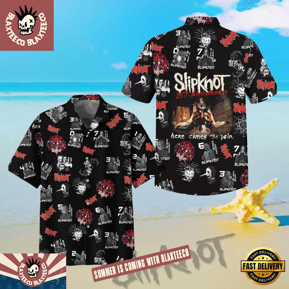 Slipknot Rock Band 25th Anniversary Here Comes The Pain Symbols Pattern Summer Hawaiian Shirt