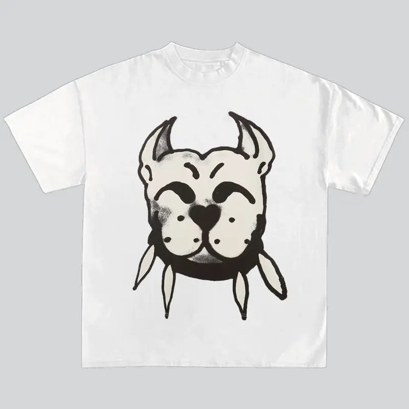 Smile With Dog Retro Graphic Y2k Streetwear T-Shirt Hip Hop Genz Hoodie, Sweatshirt | UrbanDripWear.com