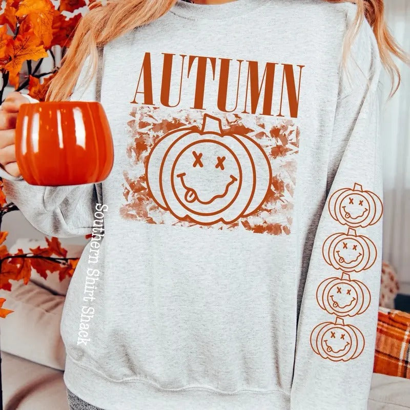 Smiley Autumn Sweatshirt T-Shirts, Hoodie | UrbanDripWear.com