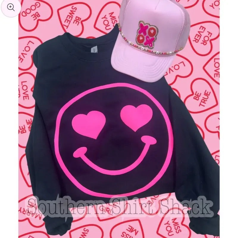 Smiley Heart Eyes Puff Sweatshirt T-Shirts, Hoodie | UrbanDripWear.com