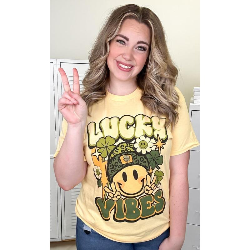 Smiley Lucky Vibes Adult Graphic T-Shirt Hoodie, Sweatshirt | UrbanDripWear.com