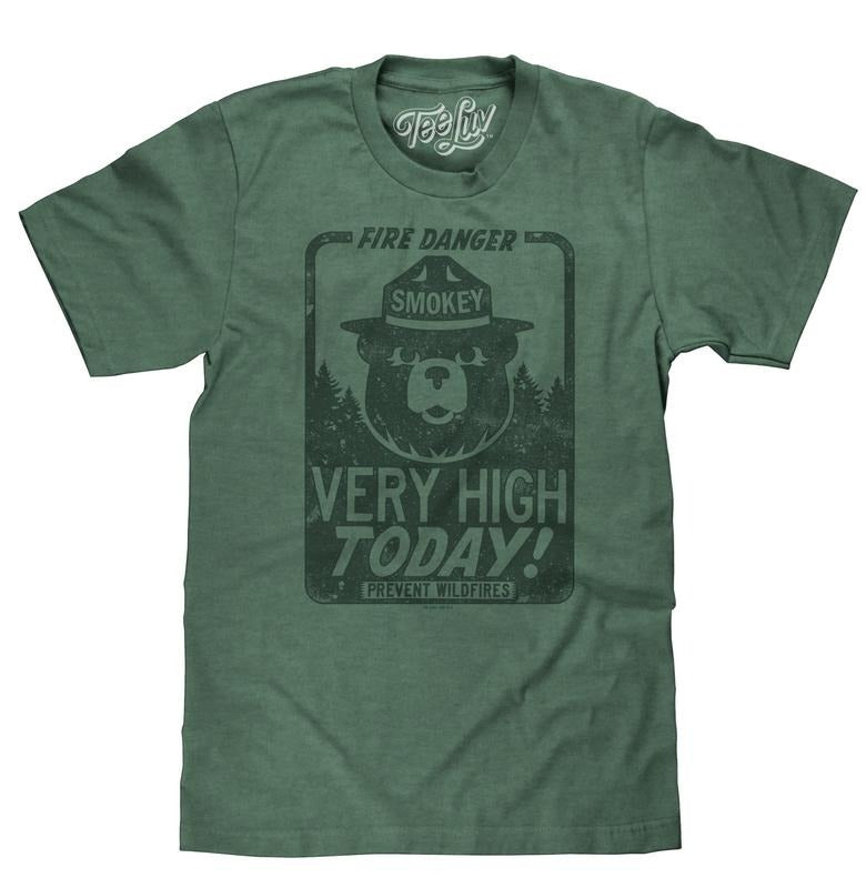 Smokey Bear "Fire Danger Very High Today" T-Shirt - Green Hoodie, Sweatshirt | UrbanDripWear.com