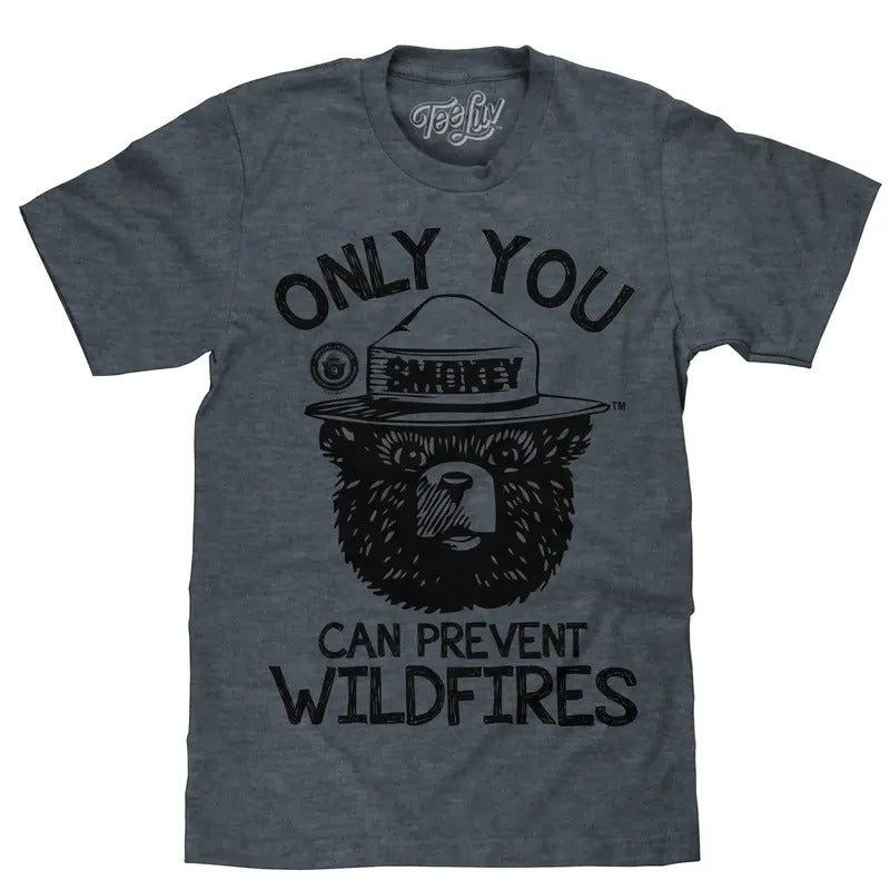 Smokey Bear Only You Can Prevent Wildfires T-Shirt - Indigo graphic tee Hoodie, Sweatshirt | UrbanDripWear.com