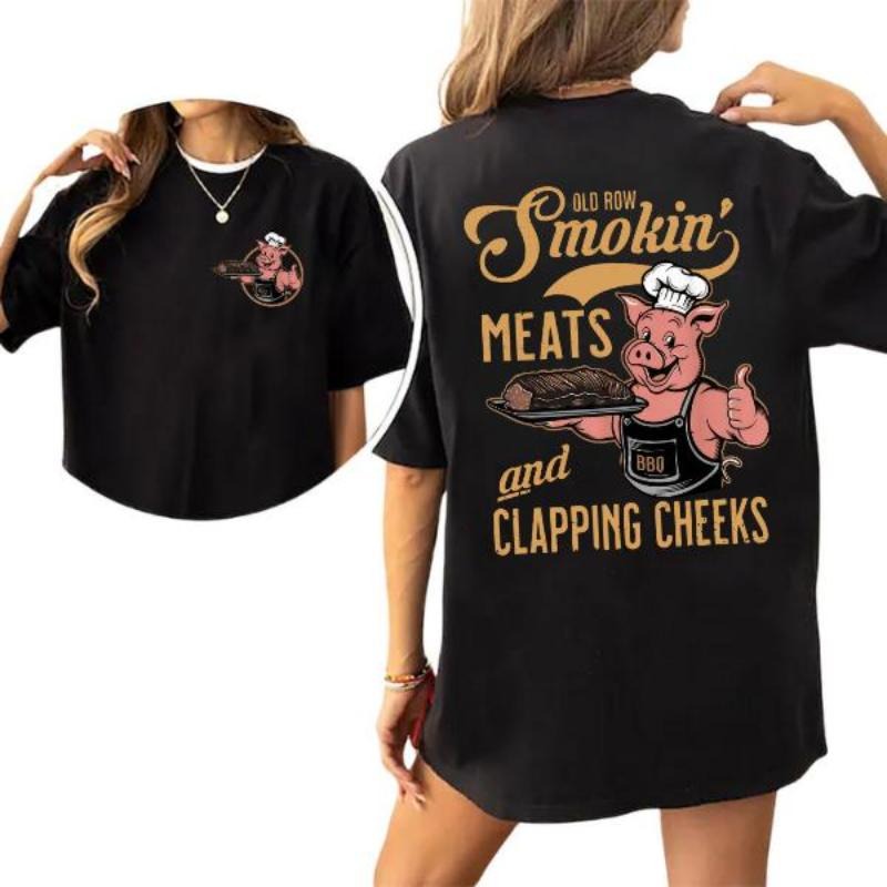 Smokin' Meats And Clapping T-Shirt, Logo Graphic Mens and Womens Short Sleeve T-Shirt, Gift For Him Hoodie, Sweatshirt